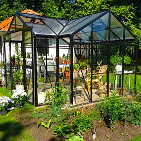 Tuinkamer Orangerie 100 Polycarbonaat/Veiligheidsglas zwart